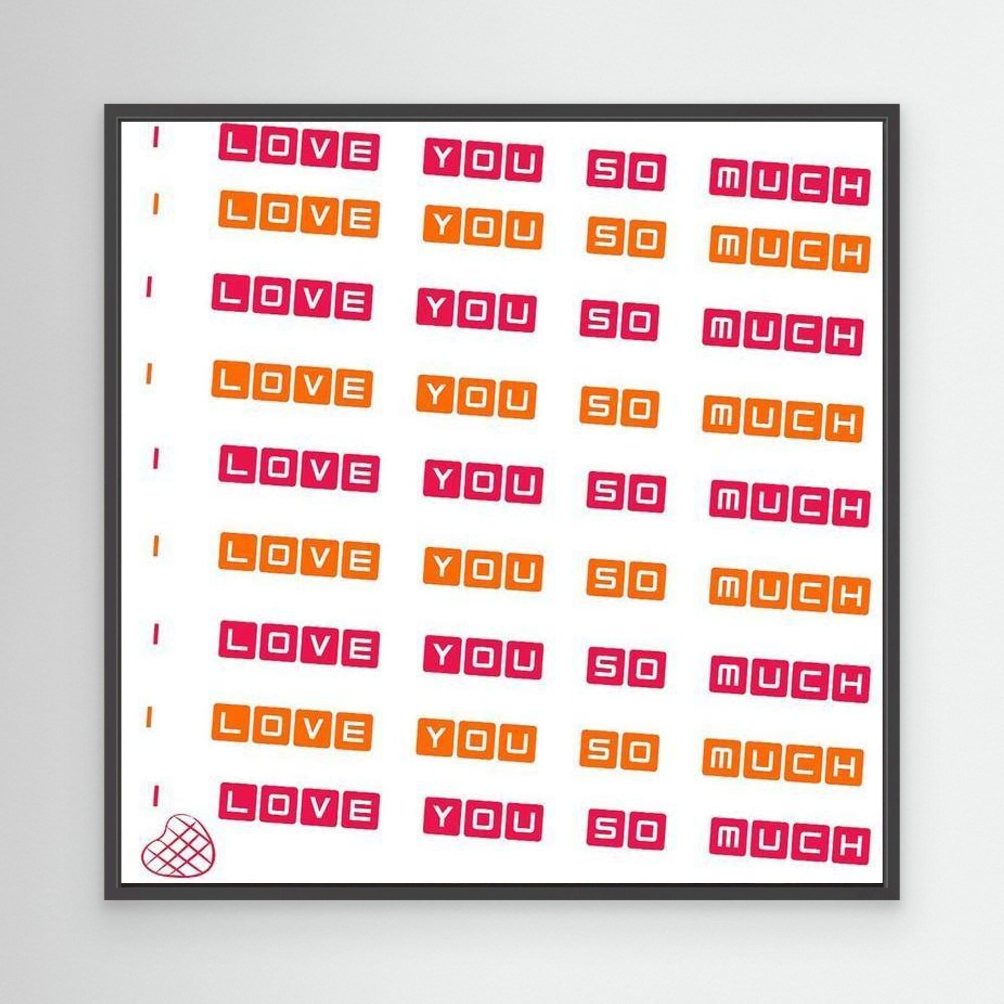 I Love You So Much Wall Art | Retro Pink & Orange Canvas - Framed Pop Art