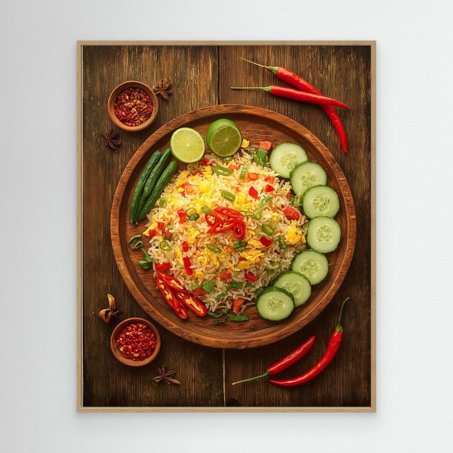 Spicy Lime Fried Rice Rustic Kitchen Canvas Art Print - Framed Pop Art