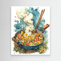 Colourful Steaming Wok Fried Rice Kitchen Canvas Wall Art - Framed Pop Art