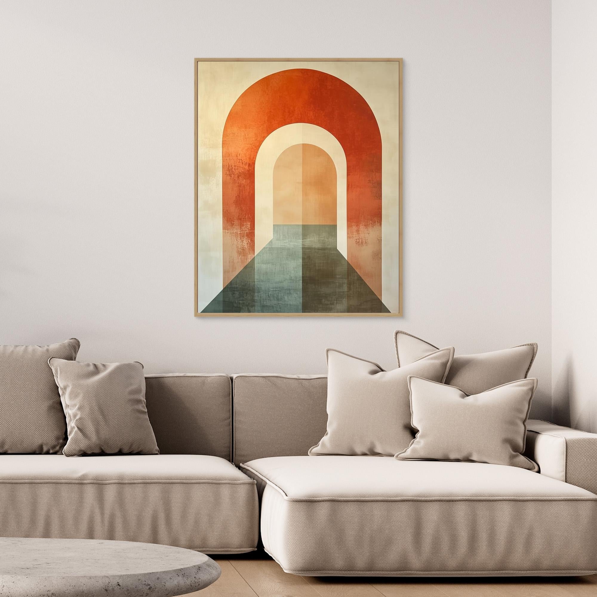 Mid-Century Arch Abstract Canvas Wall Art - Framed Pop Art