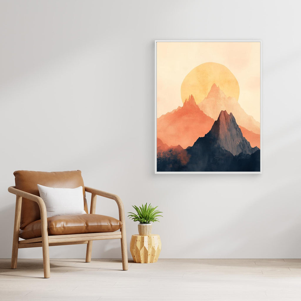 Abstract Sun & Mountain Peaks Canvas Wall Art