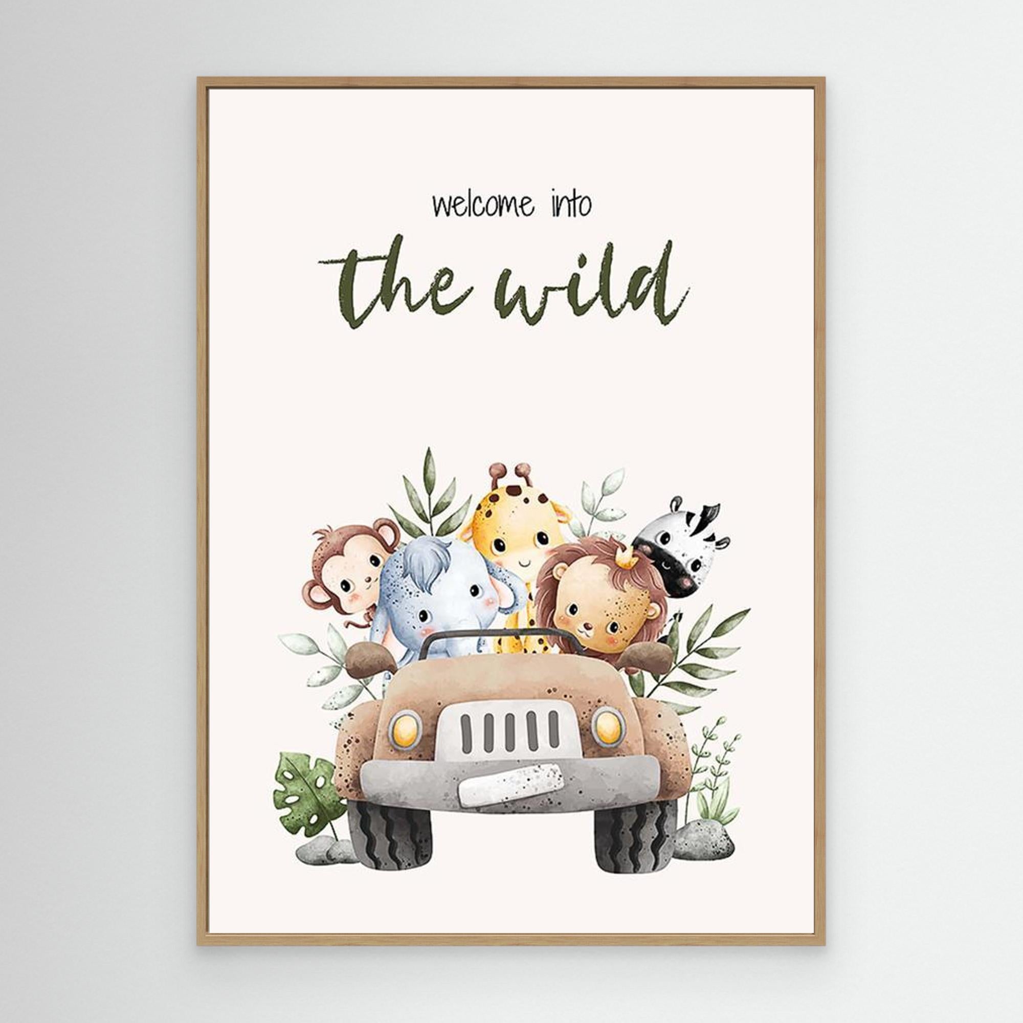Welcome to the Wild Safari Nursery Wall Art Canvas - Framed Pop Art