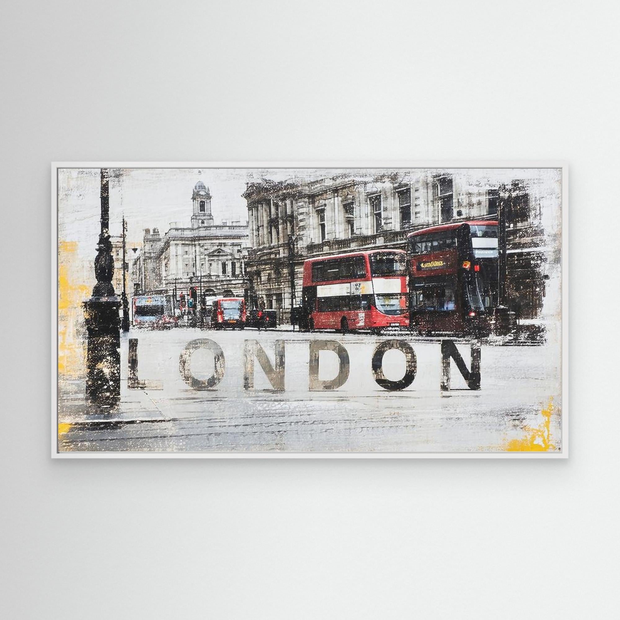 London Cityscape Red Bus Canvas Art