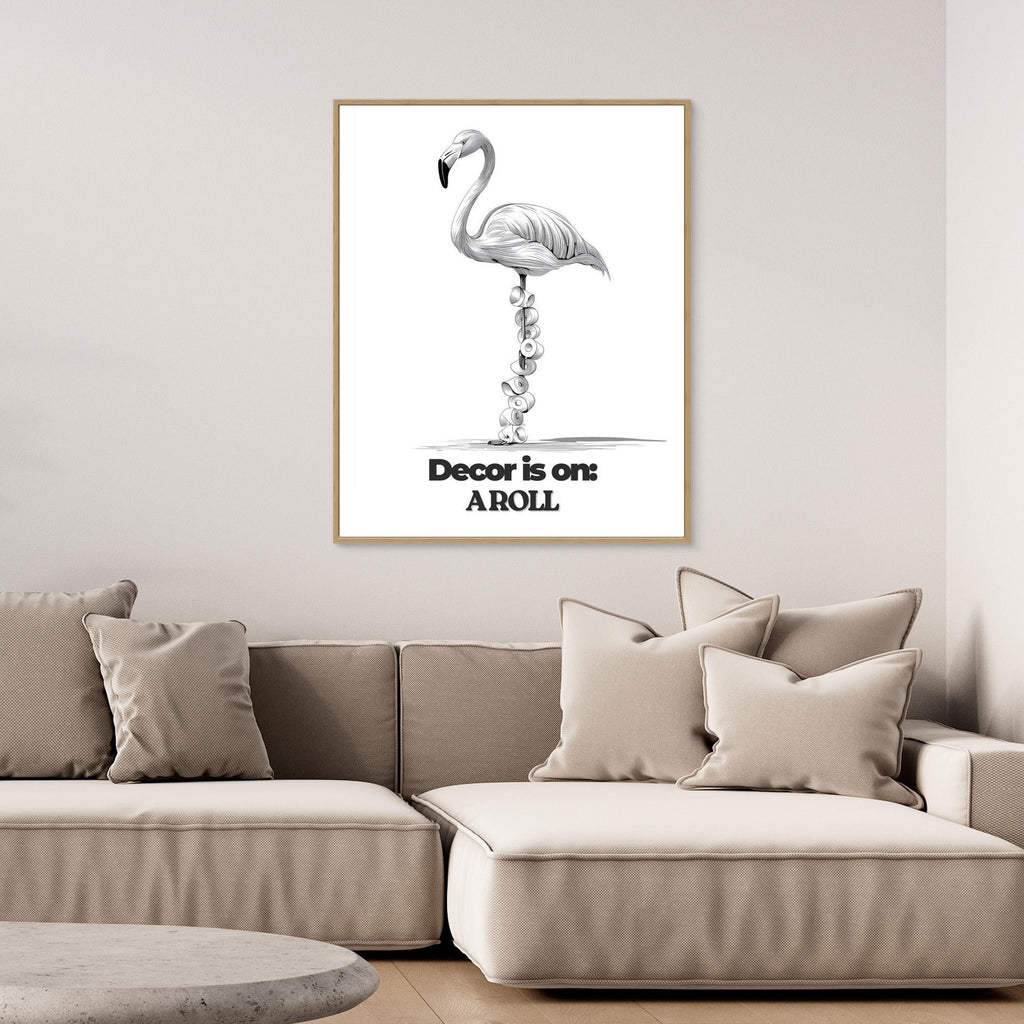 Funny Flamingo Bathroom Wall Art | Decor Is On A Roll Print