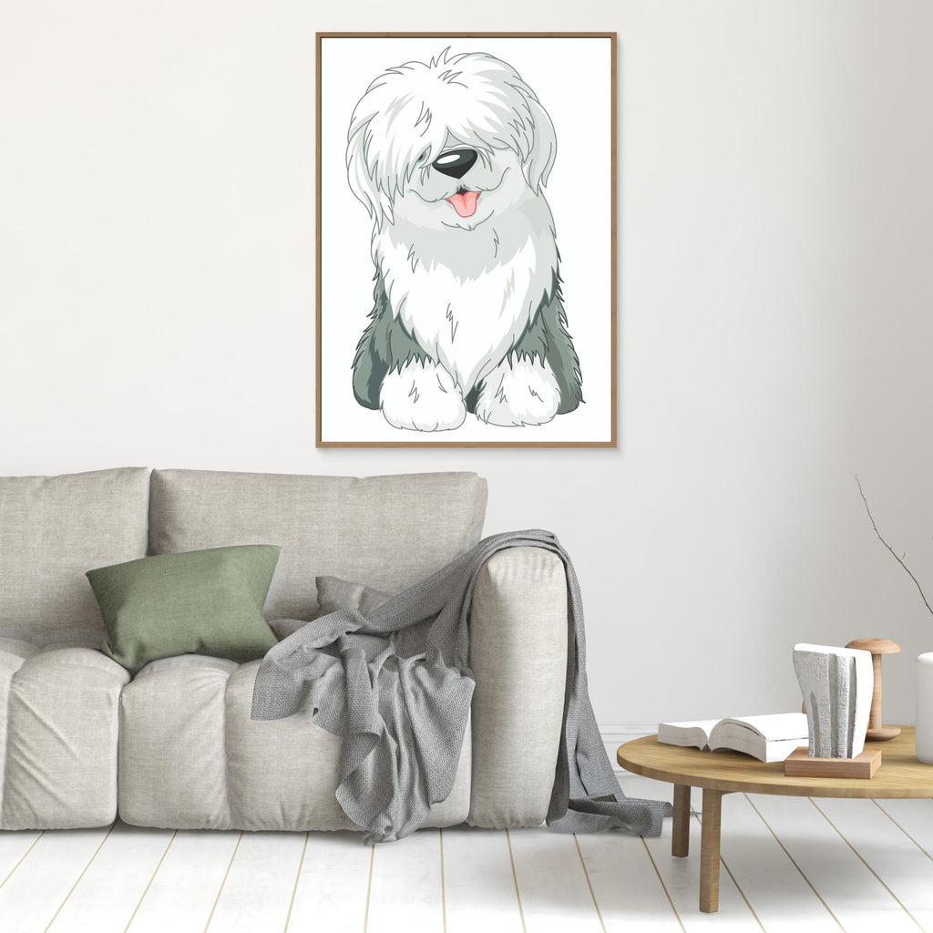 Old English Sheepdog Art Print | Framed Canvas Wall Decor - Framed Pop Art