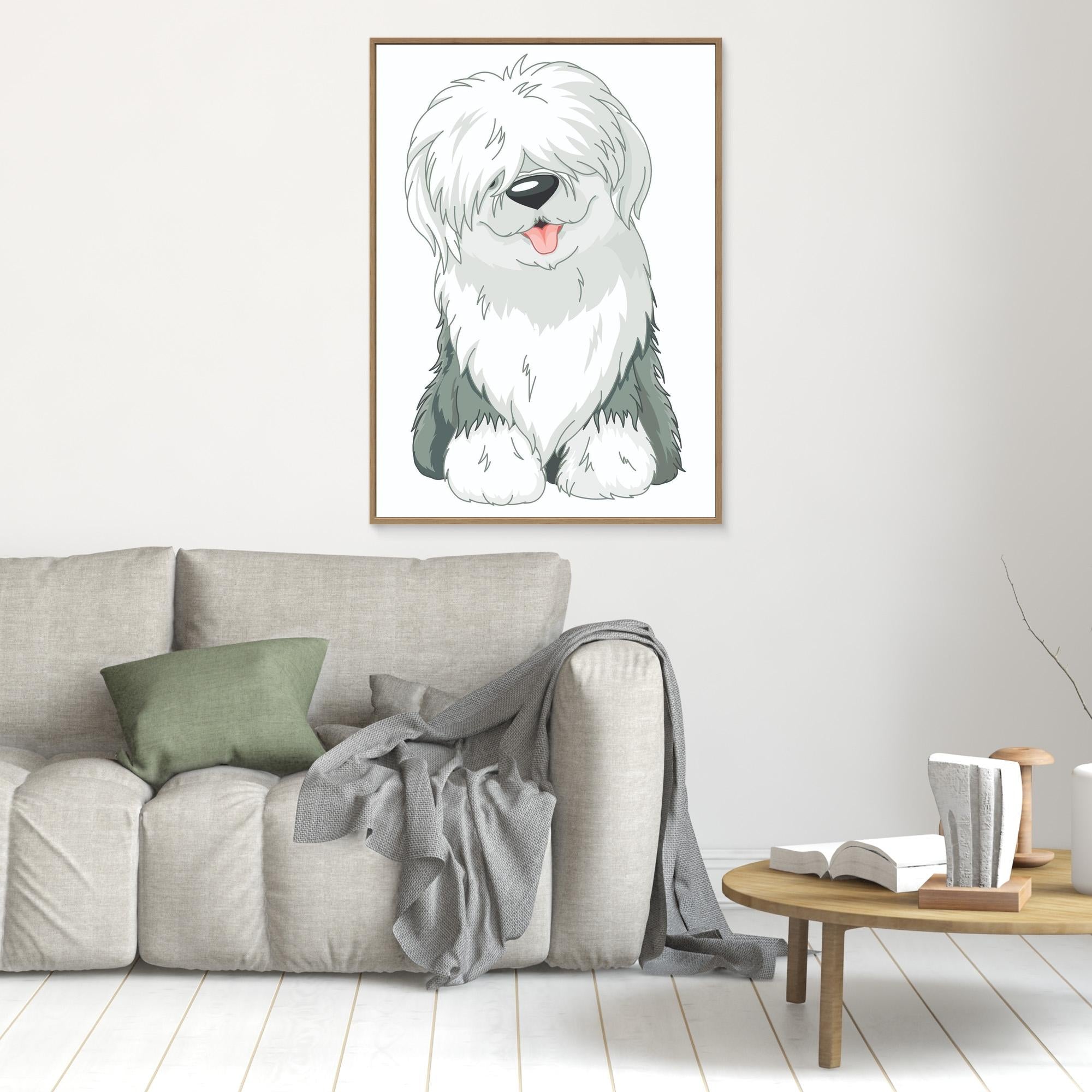 Old English Sheepdog Art Print | Framed Canvas Wall Decor - Framed Pop Art