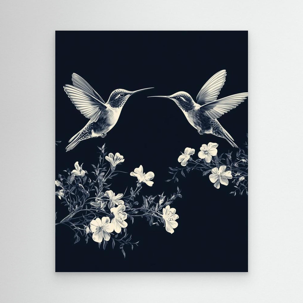 Navy Botanical Triptych | Large Hallway Wall Art Set of 3 - Framed Pop Art