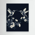 Navy Botanical Triptych | Large Hallway Wall Art Set of 3 - Framed Pop Art