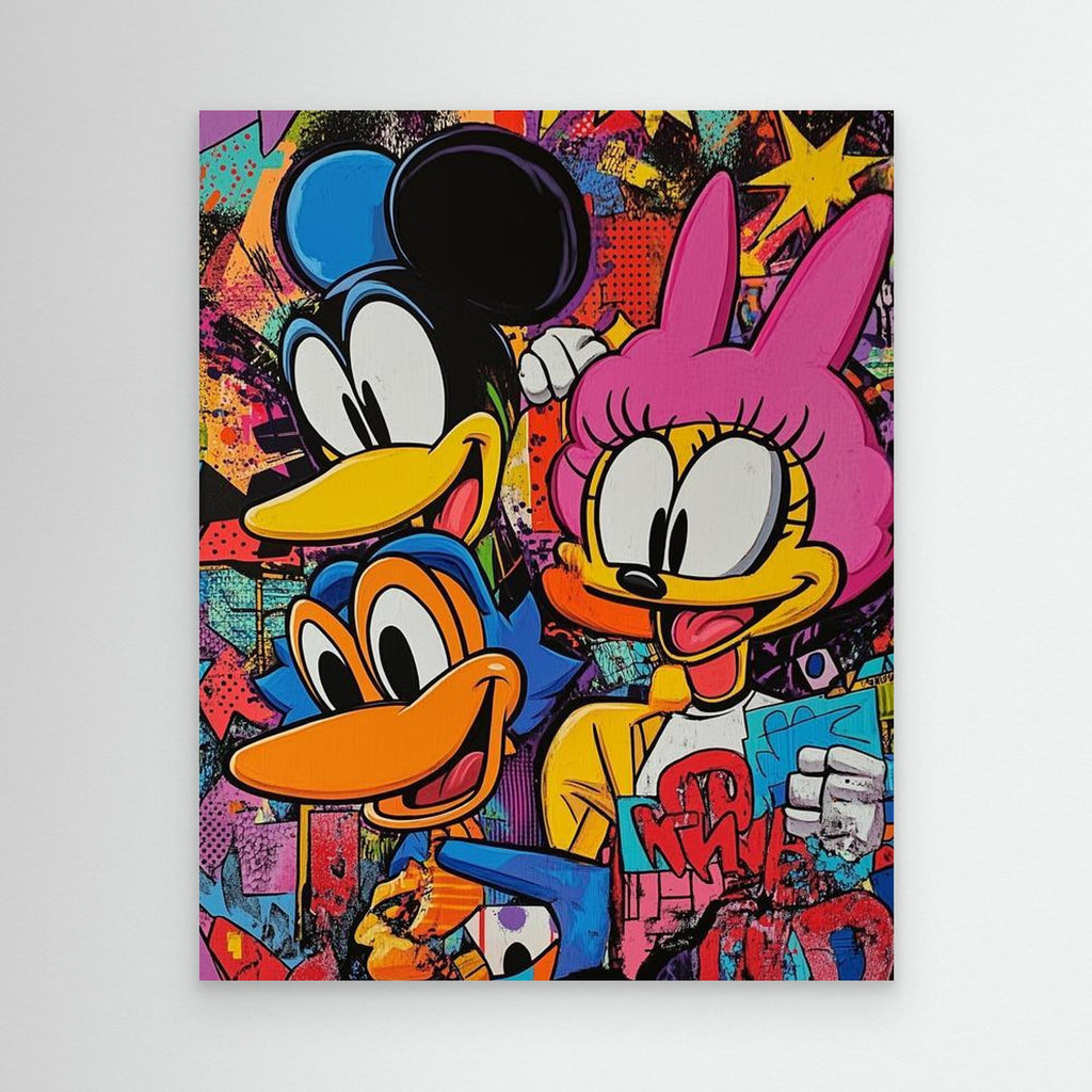 Modern Graffiti Cartoon Canvas Art | Urban Pop Wall Decor - Framed Pop Art