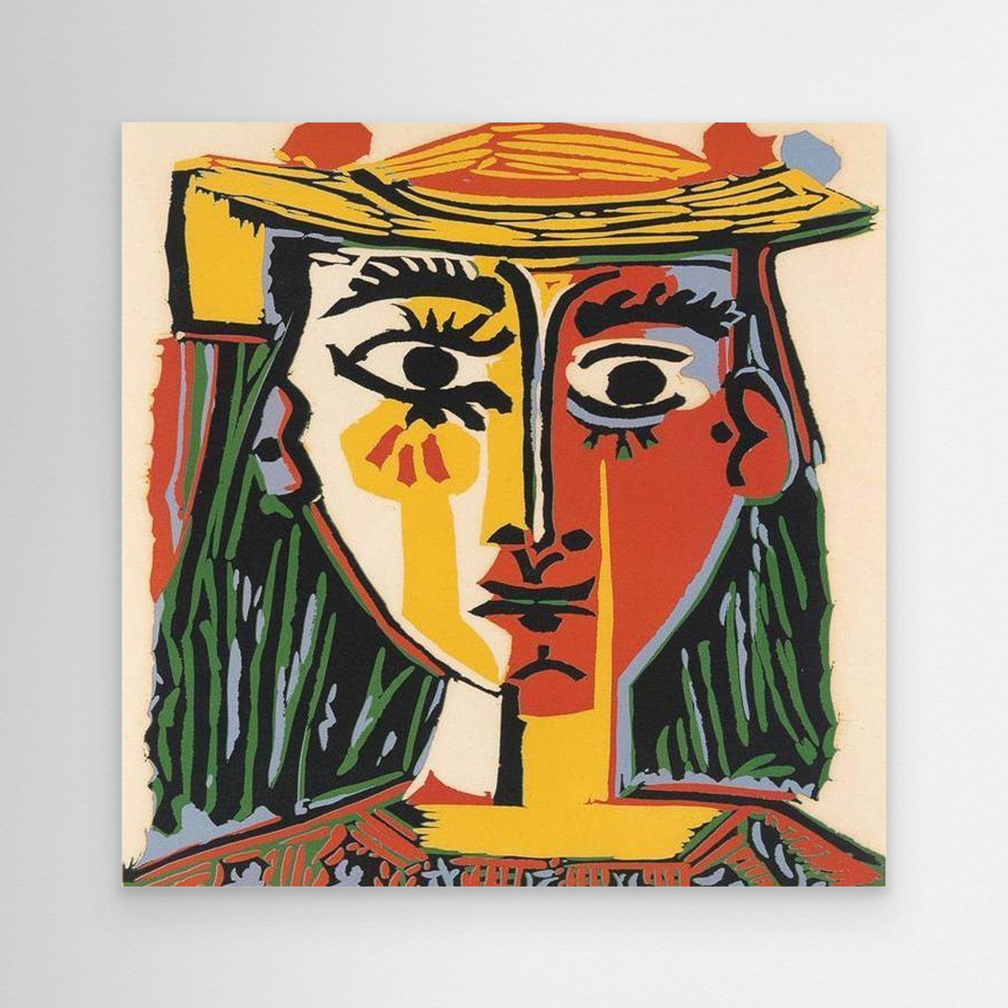 Abstract Cubist Face Art | Modern Hallway Wall Decor - Framed Pop Art