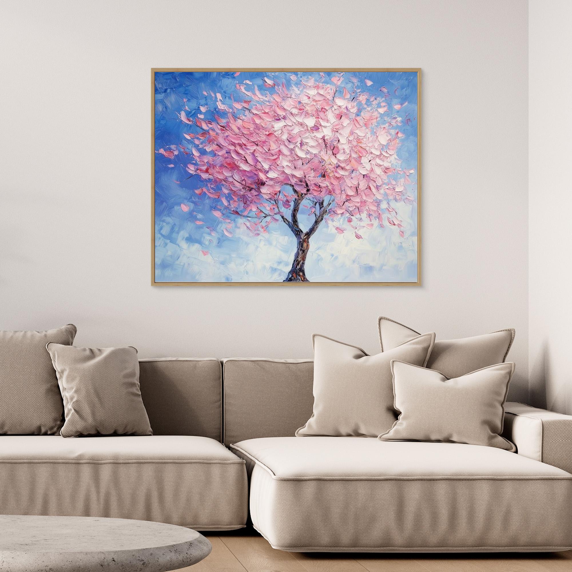 Pink Blossom Tree Canvas Wall Art for Nursery Bedroom