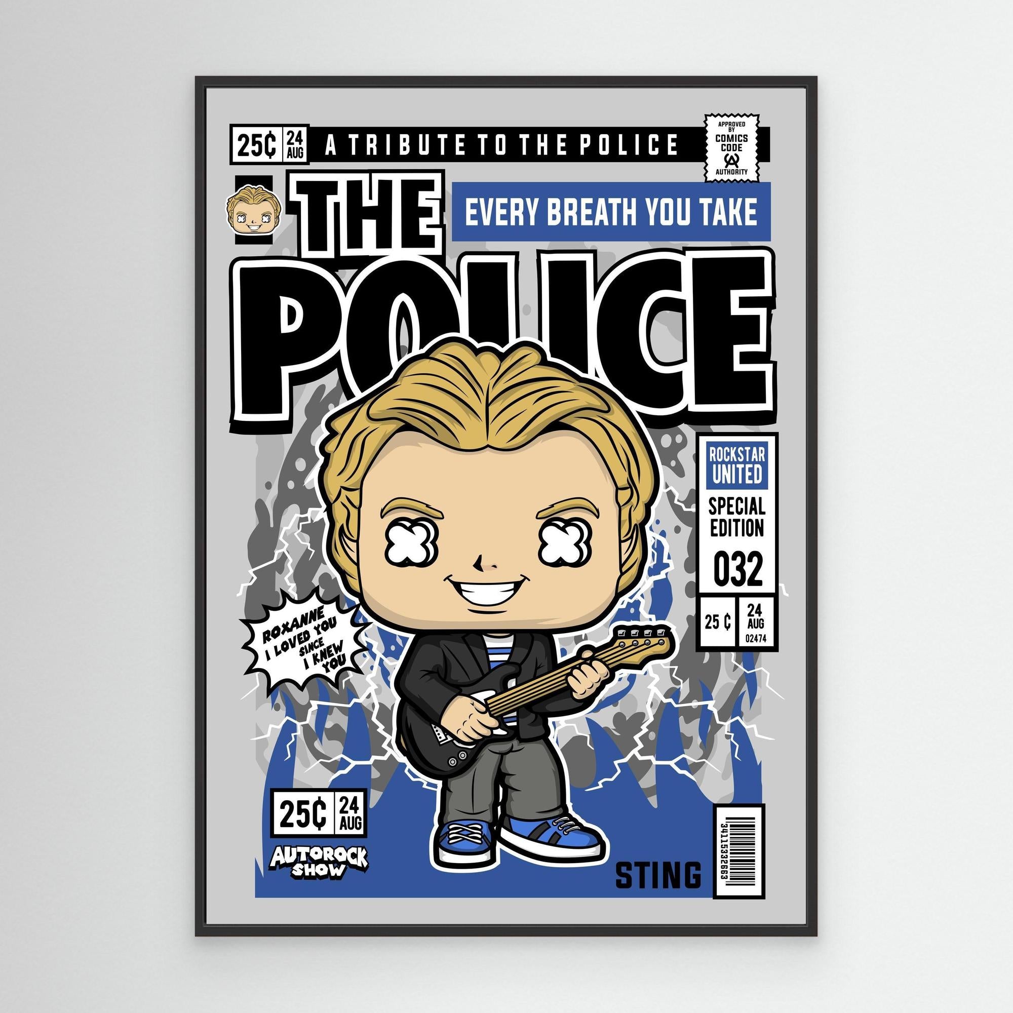 Police Tribute Wall Art Print for Music Rooms & Studios - Framed Pop Art
