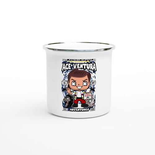Ace Ventura Enamel Mug | Retro Pet Detective Camping Cup - Framed Pop Art