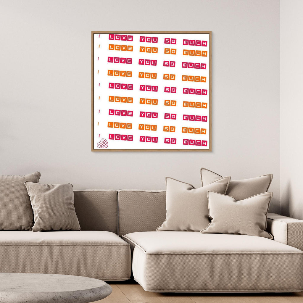 I Love You So Much Wall Art | Retro Pink & Orange Canvas - Framed Pop Art