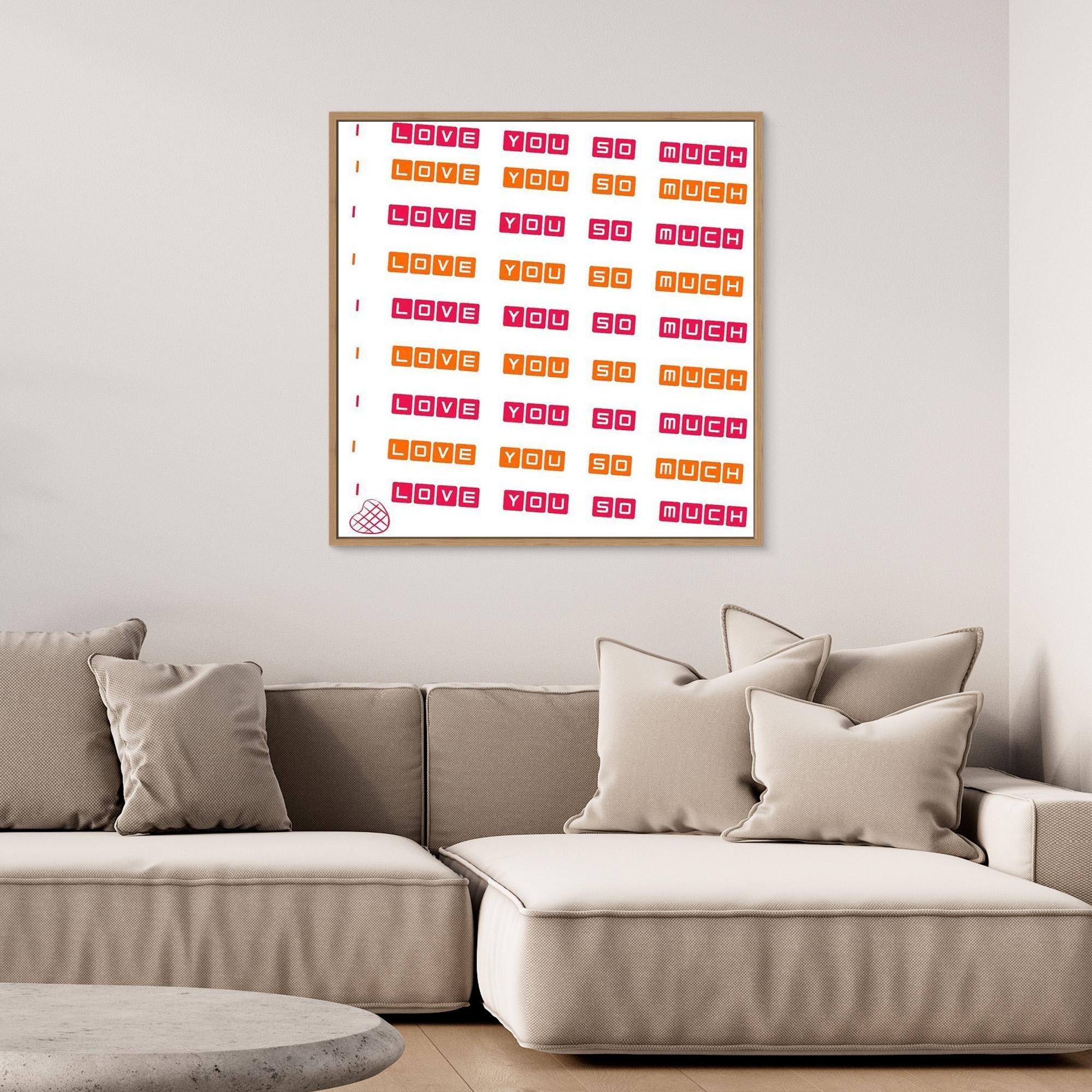 I Love You So Much Wall Art | Retro Pink & Orange Canvas - Framed Pop Art