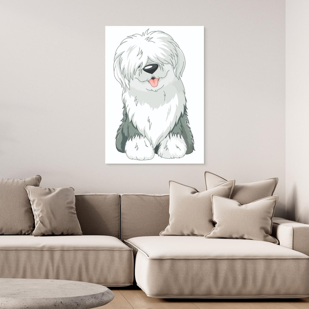Old English Sheepdog Art Print | Framed Canvas Wall Decor - Framed Pop Art