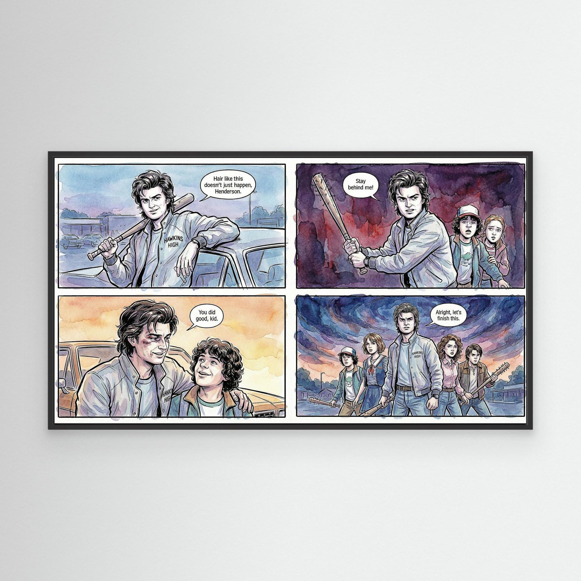 Stranger Hero Comic Canvas Print | Hawkins Style Wall Art