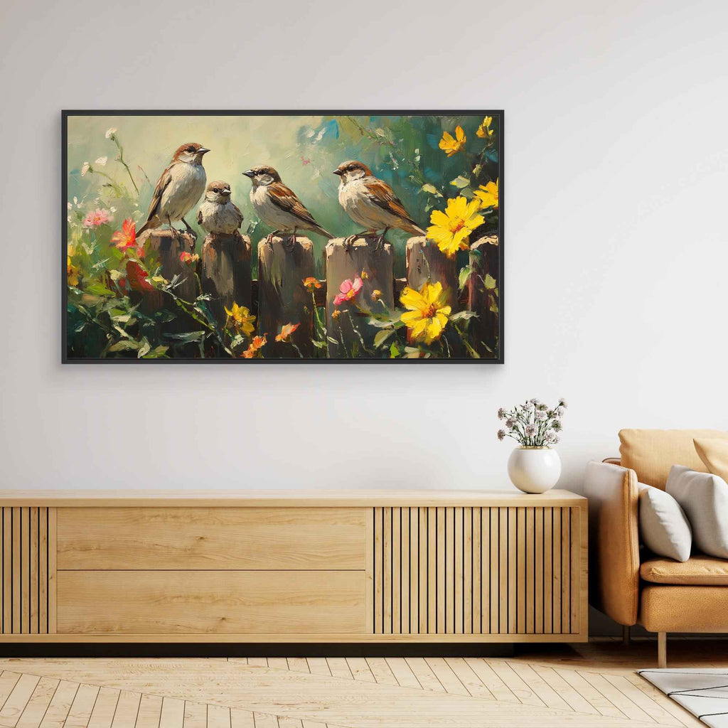 Sparrows on Fence Garden Art | Country Kitchen Wall Decor