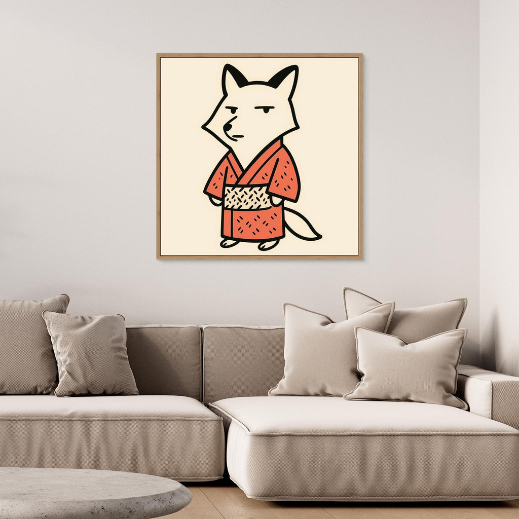 Japanese Fox Kimono Wall Art | Nursery & Playroom Decor - Framed Pop Art