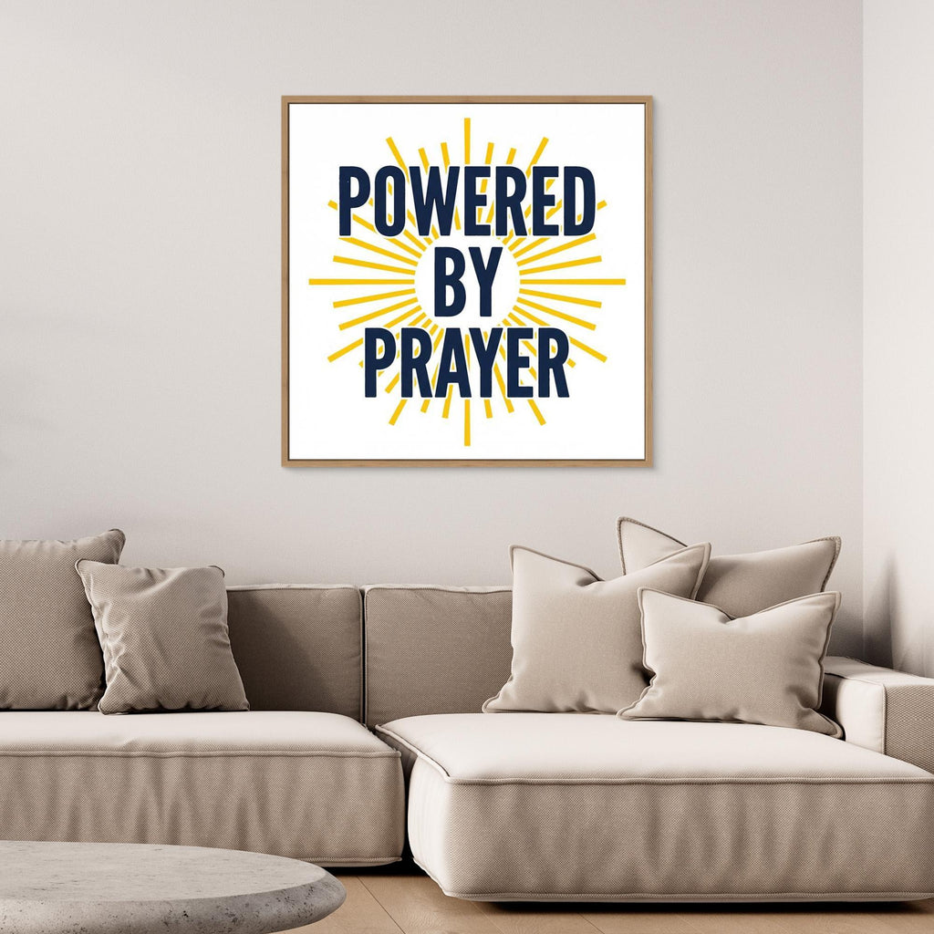Powered by Prayer Christian Wall Art | Framed Canvas Print