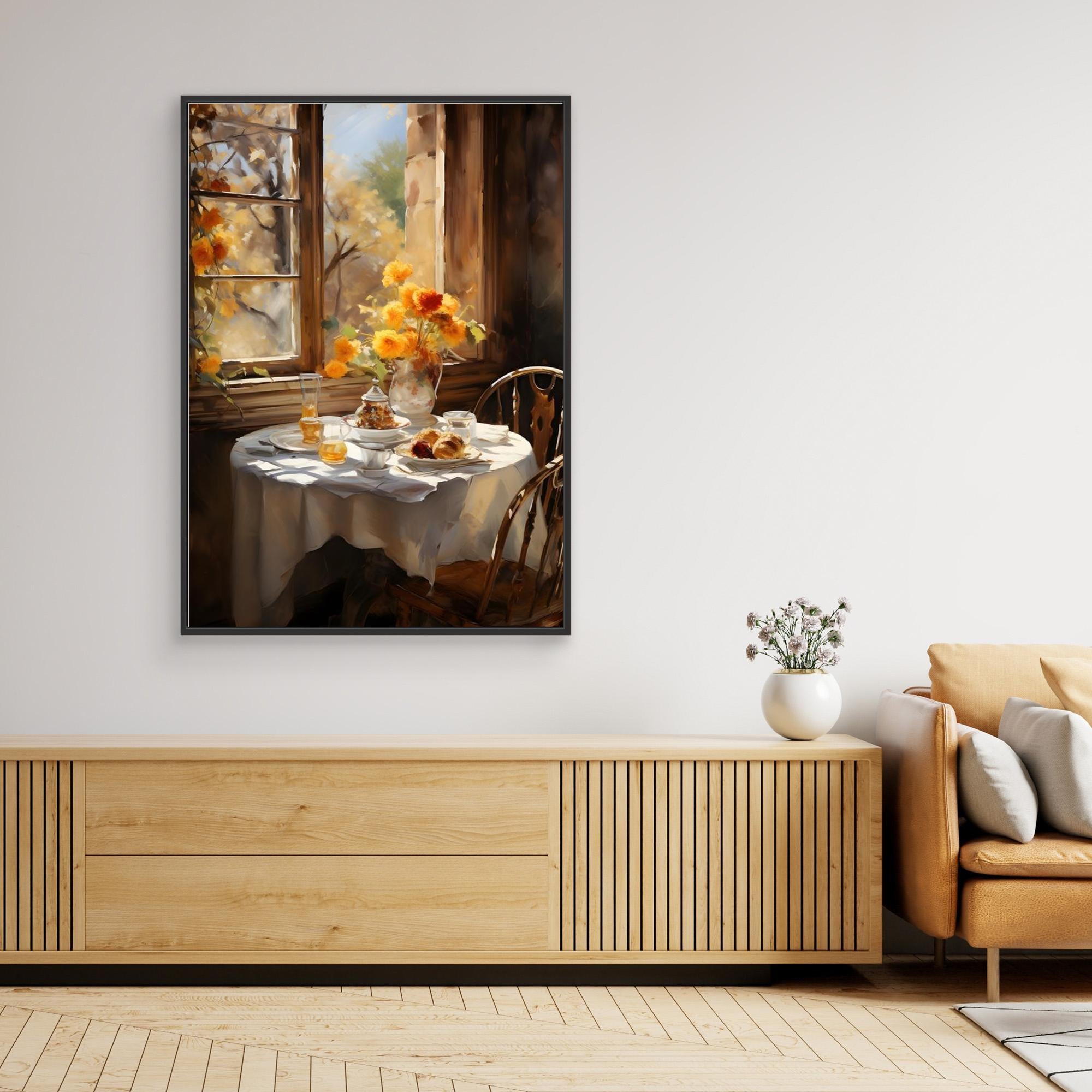 Autumn Sun Morning Table Still Life Art – Country Decor - Framed Pop Art