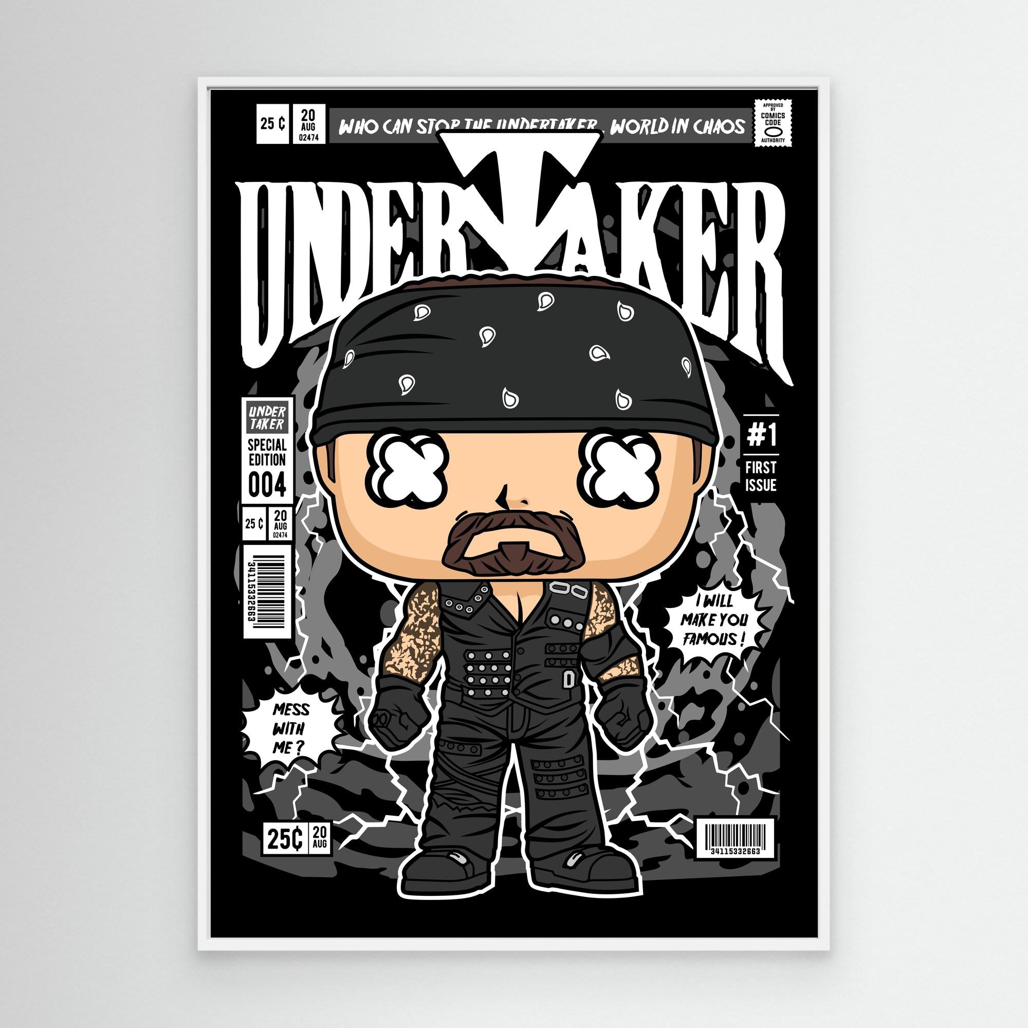 Undertaker Pop Art Canvas – WWE Man Cave Wall Decor - Framed Pop Art