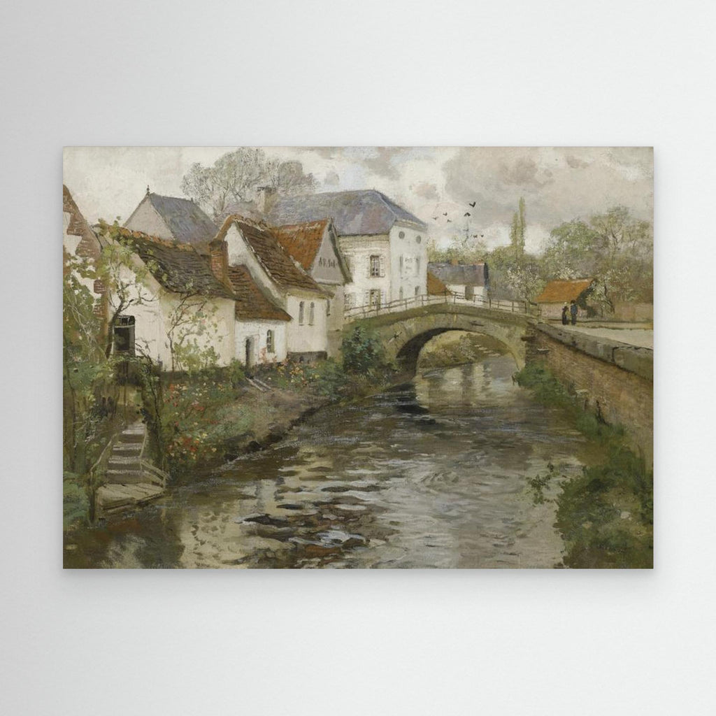 Vintage English Cottage Landscape | Rustic Farmhouse Hallway Wall Art - Framed Pop Art