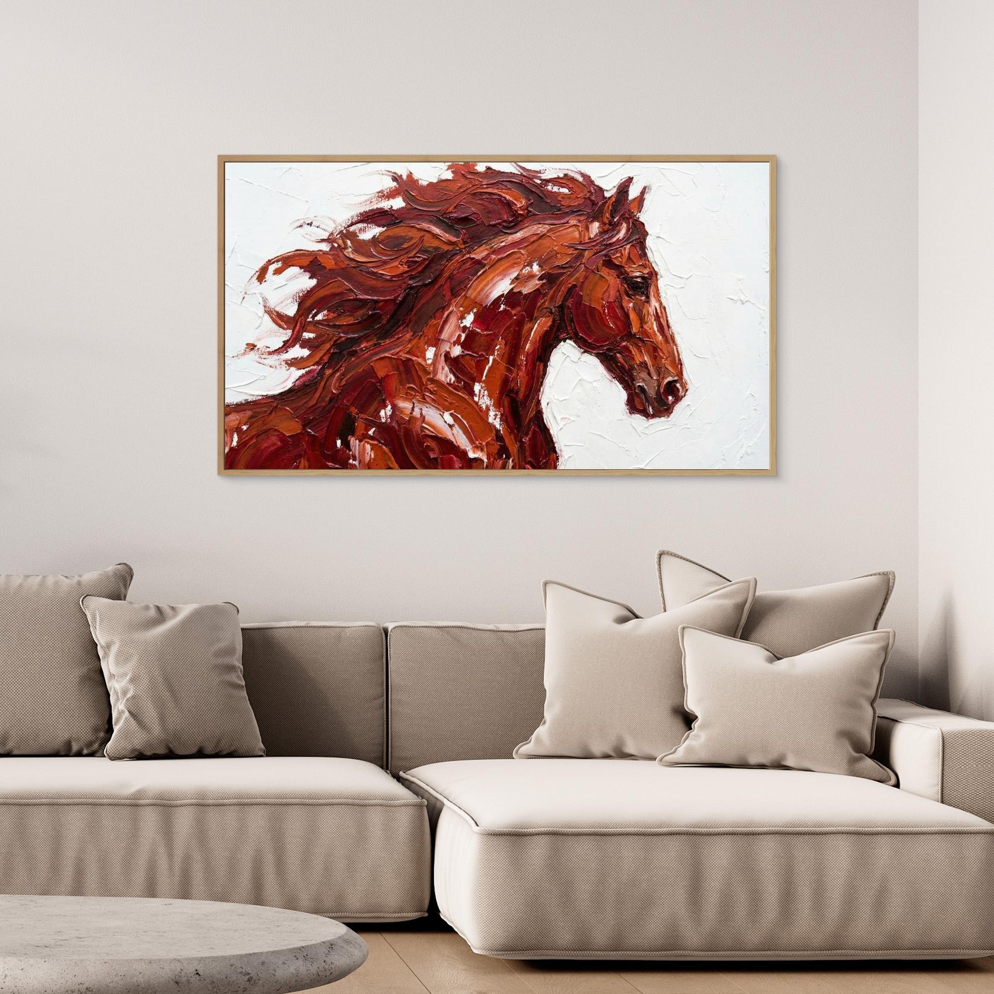 Fire Horse Canvas Print for Modern Hallway Wall Decor - Framed Pop Art