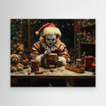 Creepy Christmas Clown Toy Workshop Canvas Print - Framed Pop Art