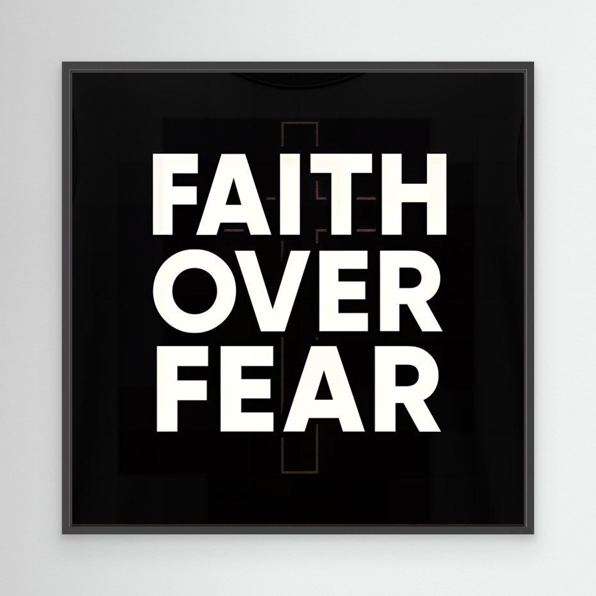 Faith Over Fear Wall Art | Modern Christian Bedroom Quote