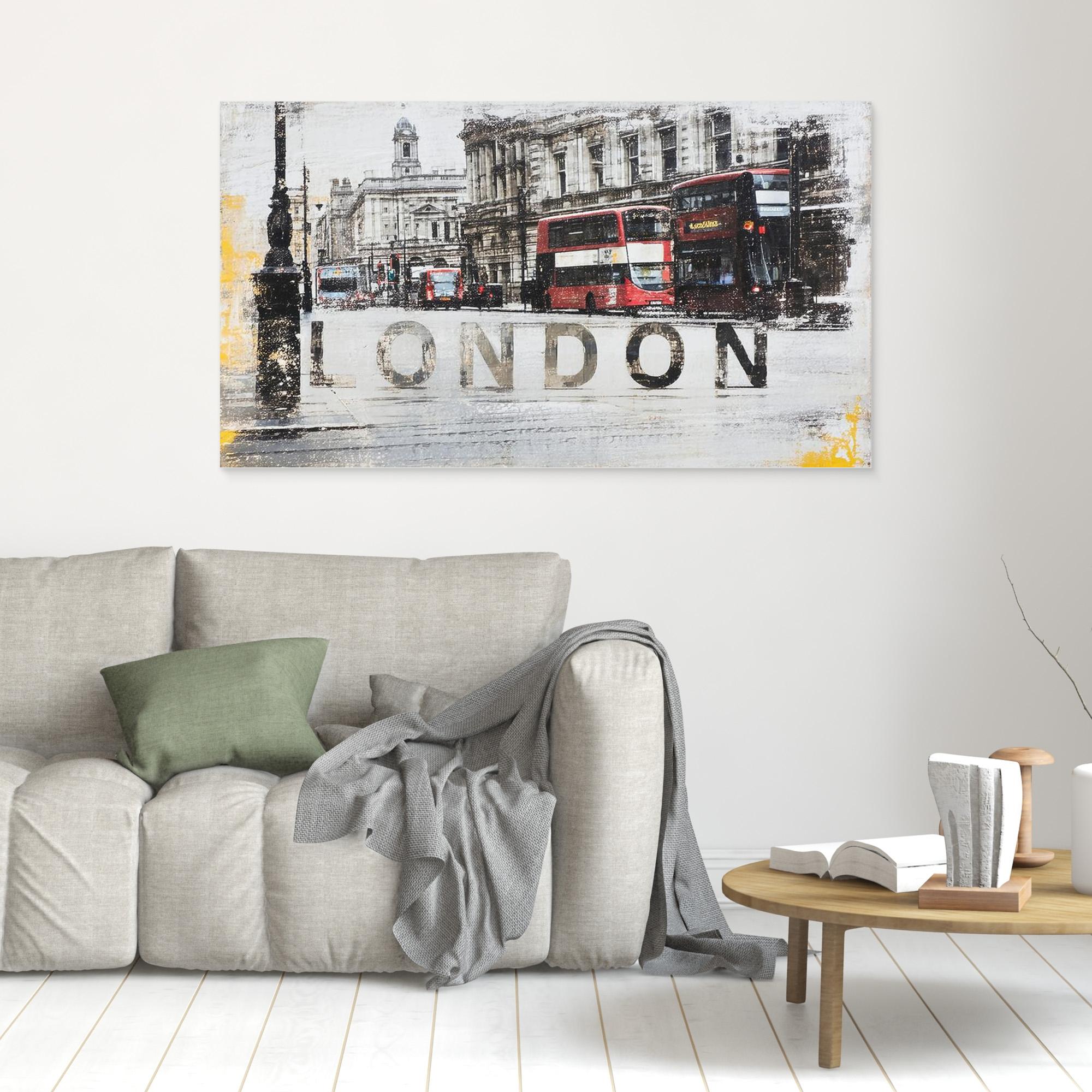 London Cityscape Red Bus Canvas Art
