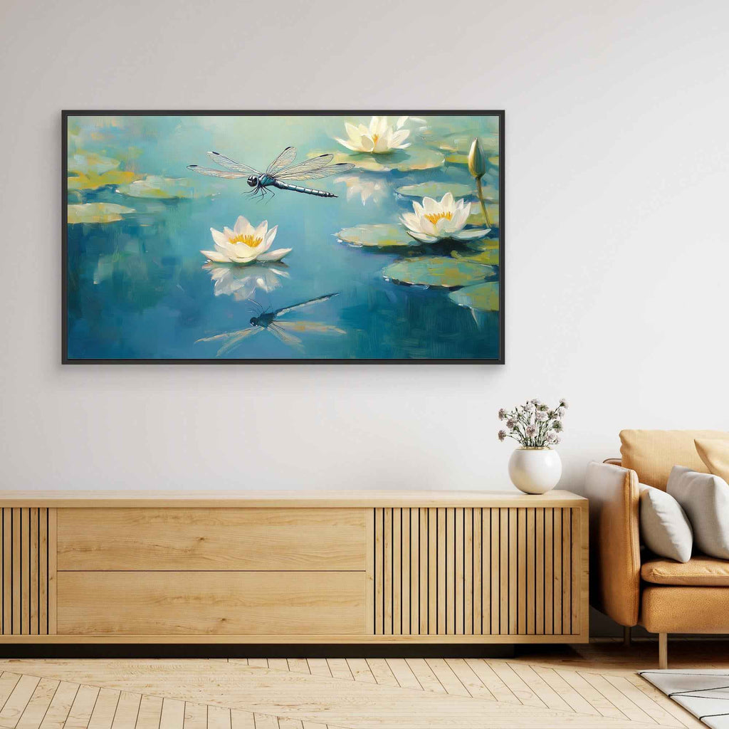 Dragonfly Pond Canvas Print | Bright Spa Wall Decor