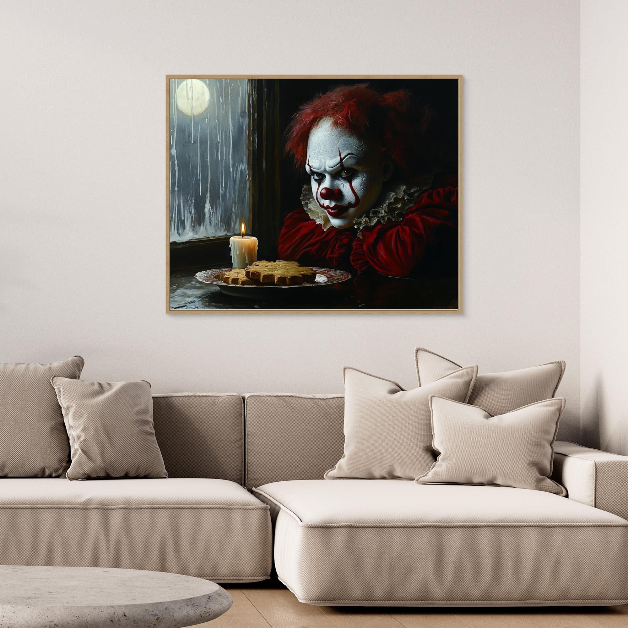 Creepy Clown Horror Canvas Wall Art Print for Night Owls