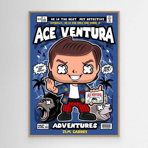 Ace Ventura Pet Detective Comic Style Canvas Wall Art - Framed Pop Art