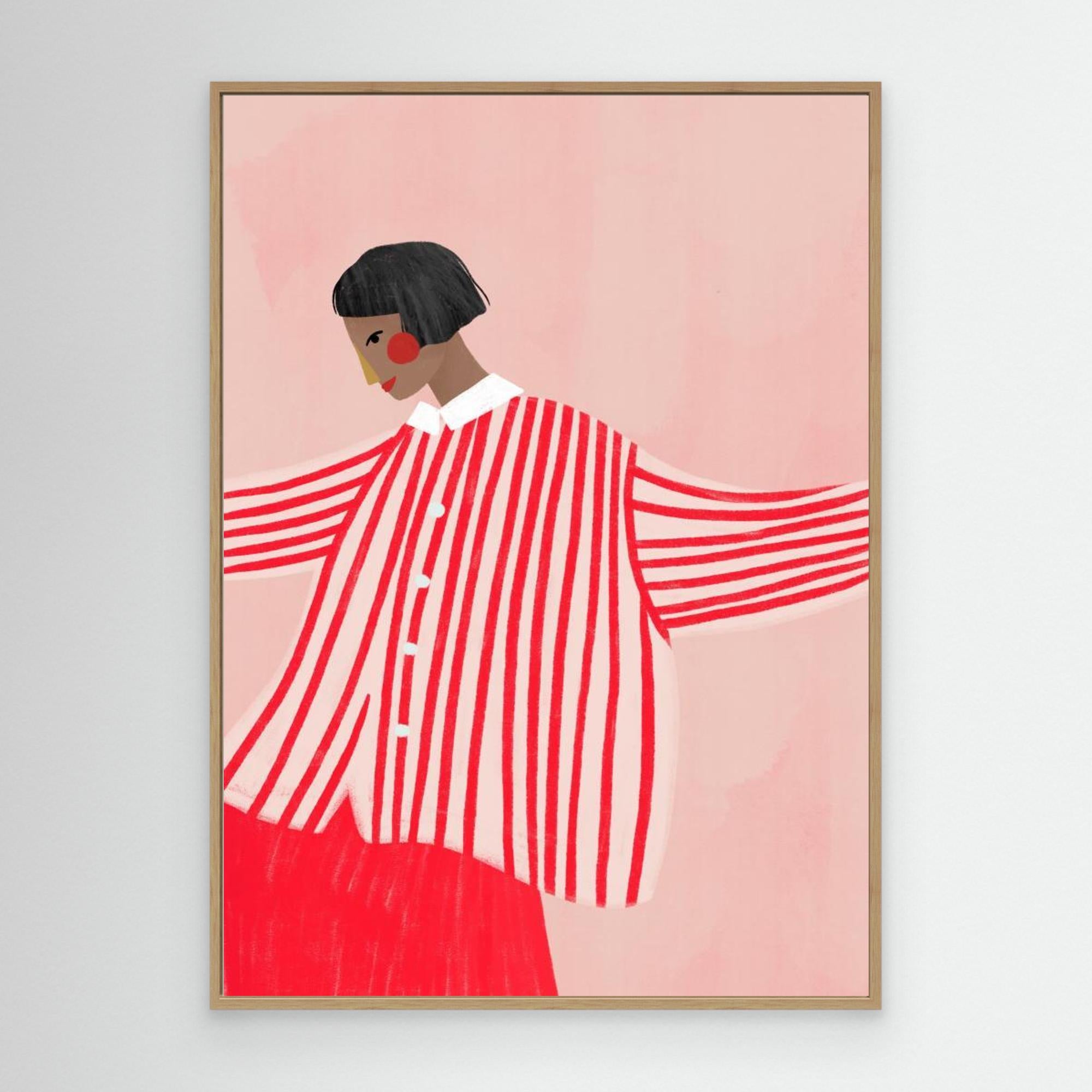 Playful Pink & Red Illustration Wall Art | Chic Bedroom Decor - Framed Pop Art