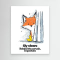 Sly Clean Fox & Rubber Duck Art Print | Fun Bathroom Wall Decor - Framed Pop Art