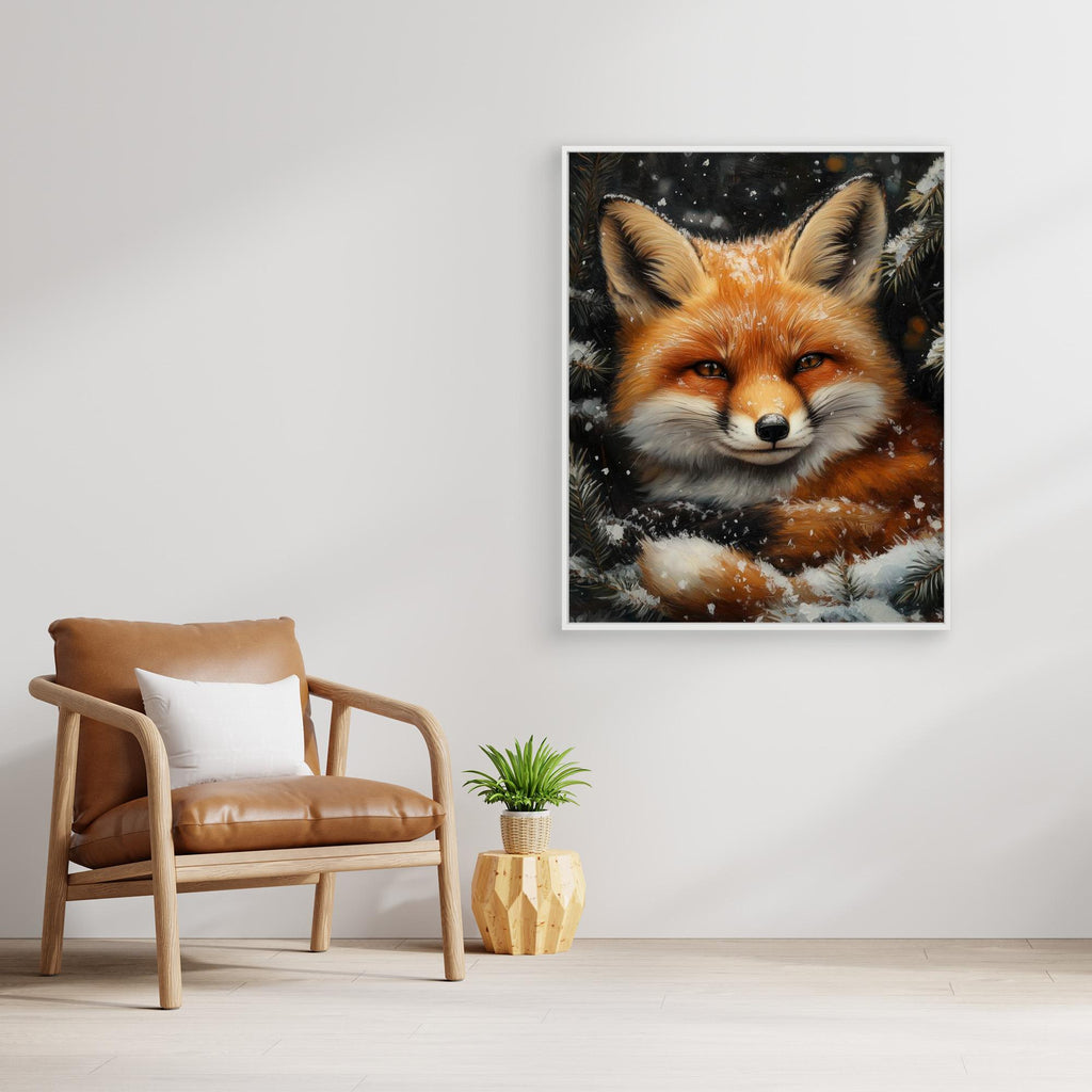 Snowy Red Fox Winter Woodland Art – Nursery & Kids Decor - Framed Pop Art