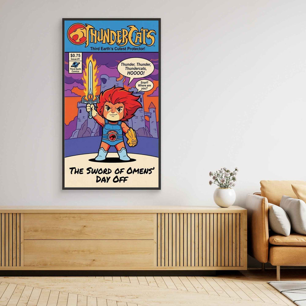 Thundercats Lion-O Parody Comic Art Canvas | Retro Wall Decor - Framed Pop Art
