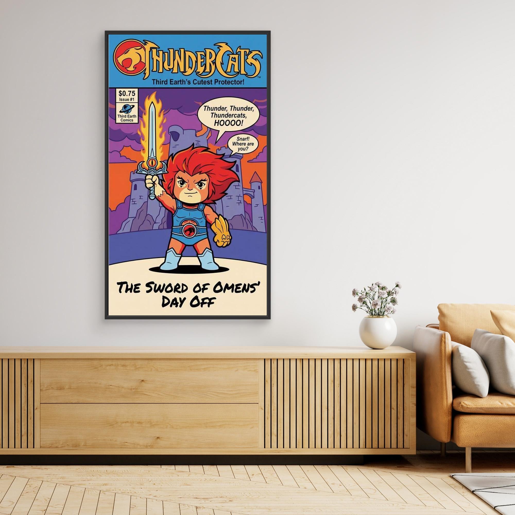 Thundercats Lion-O Parody Comic Art Canvas | Retro Wall Decor