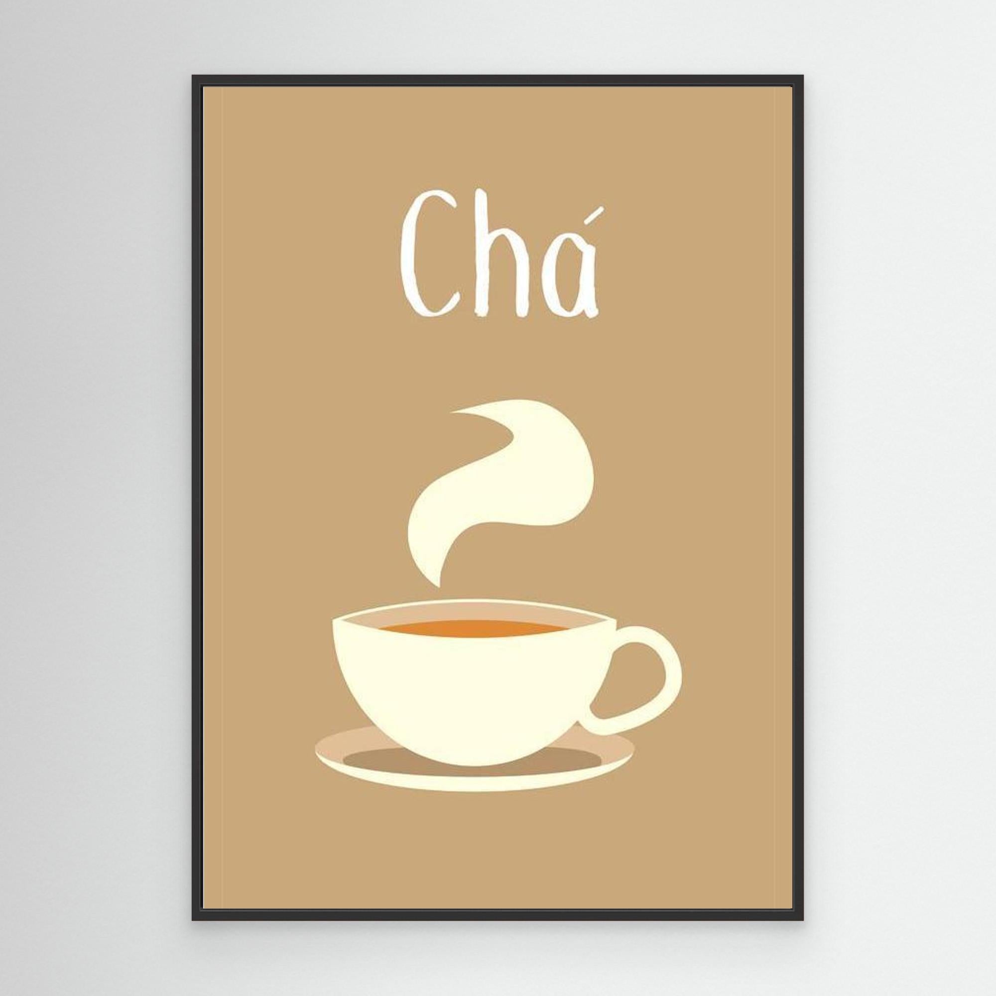 Modern "Chá" Tea Wall Art | Framed Canvas Kitchen Print - Framed Pop Art
