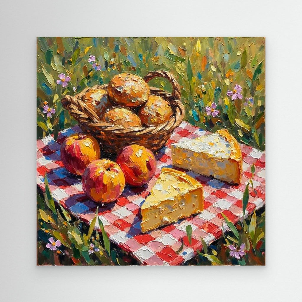 Rustic Picnic Oil Painting | Country Kitchen & Hallway Wall Art - Framed Pop Art