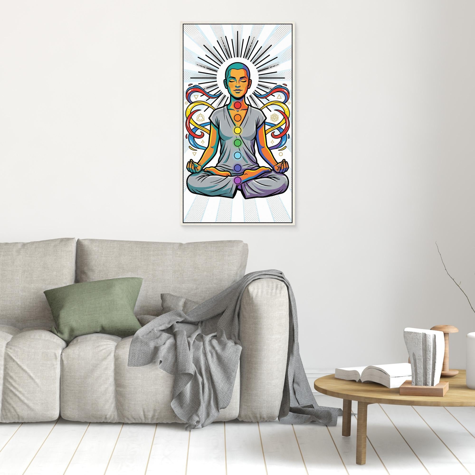 Chakra Meditation Pop Art Canvas – Vibrant Spiritual Wall Art - Framed Pop Art