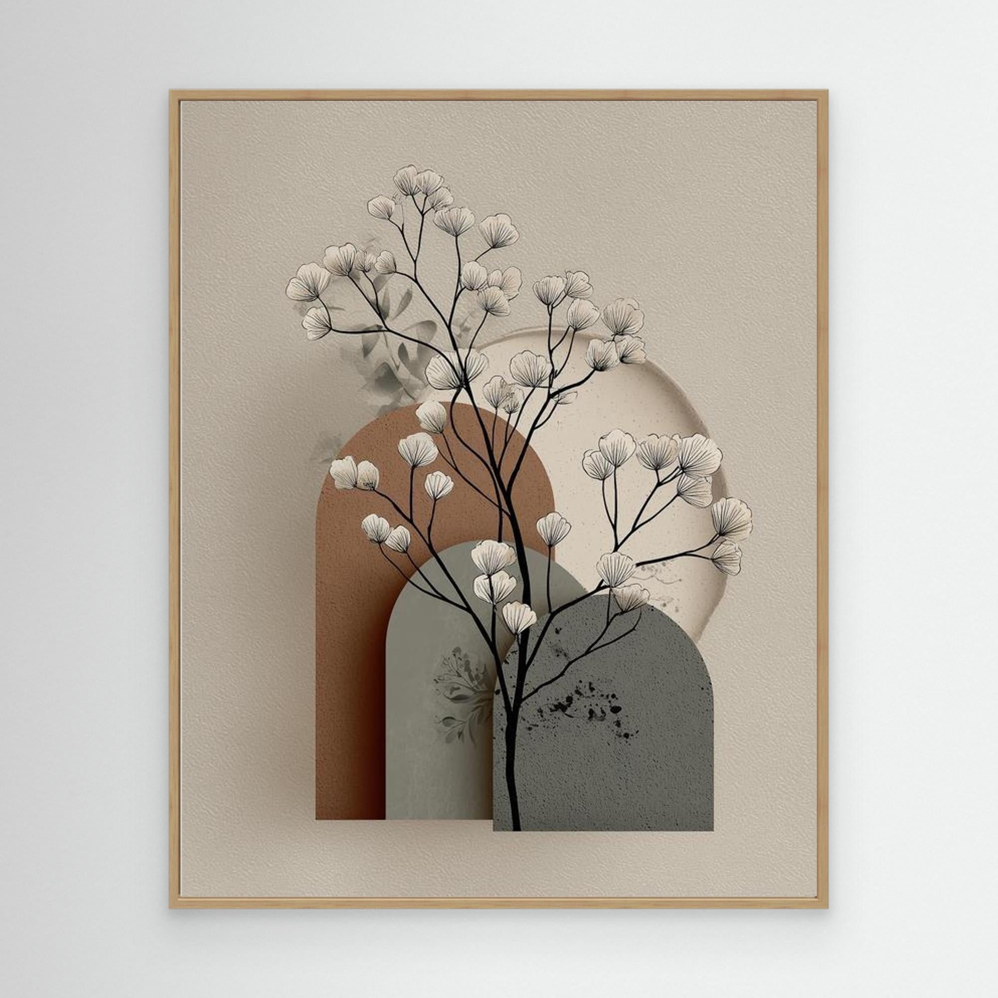 Minimalist Botanical Arch Framed Canvas Wall Art