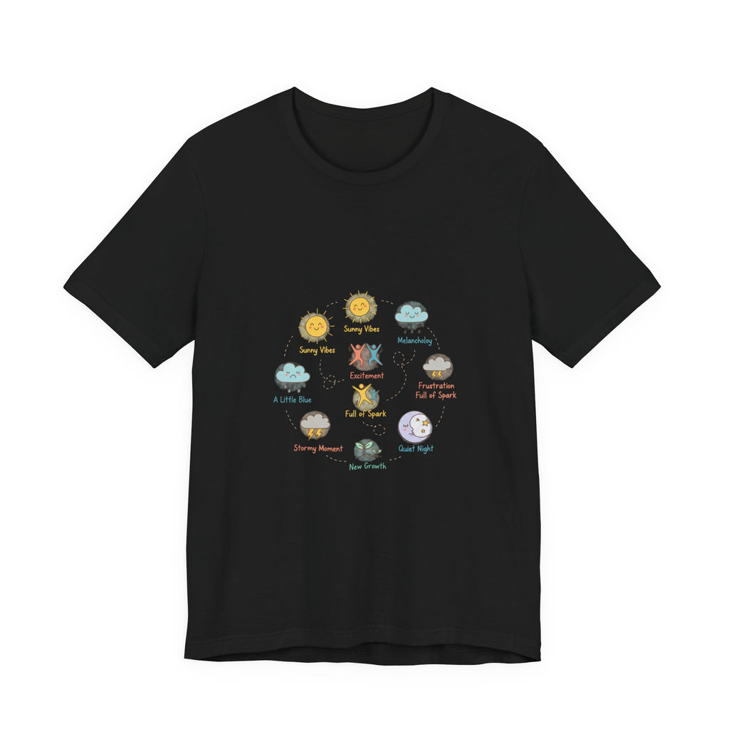 Mood Forecast T-Shirt | Whimsical Weather Emotions Tee - Framed Pop Art