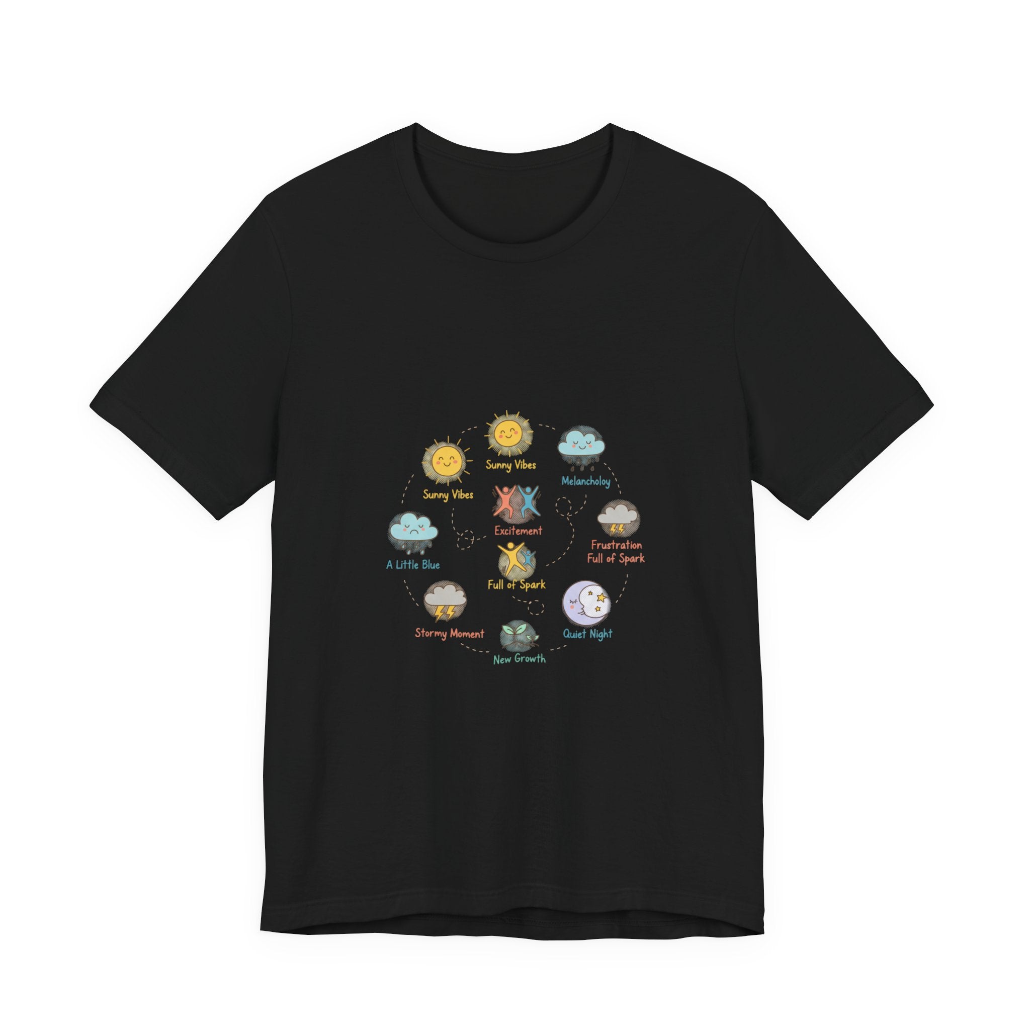 Mood Forecast T-Shirt | Whimsical Weather Emotions Tee - Framed Pop Art