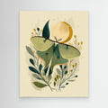 Luna Moth & Crescent Moon Art Print | Nature-Inspired Wall Decor | Nursery - Framed Pop Art