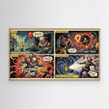 Large Evil Clown Horror Comic Canvas Art - Framed Pop Art