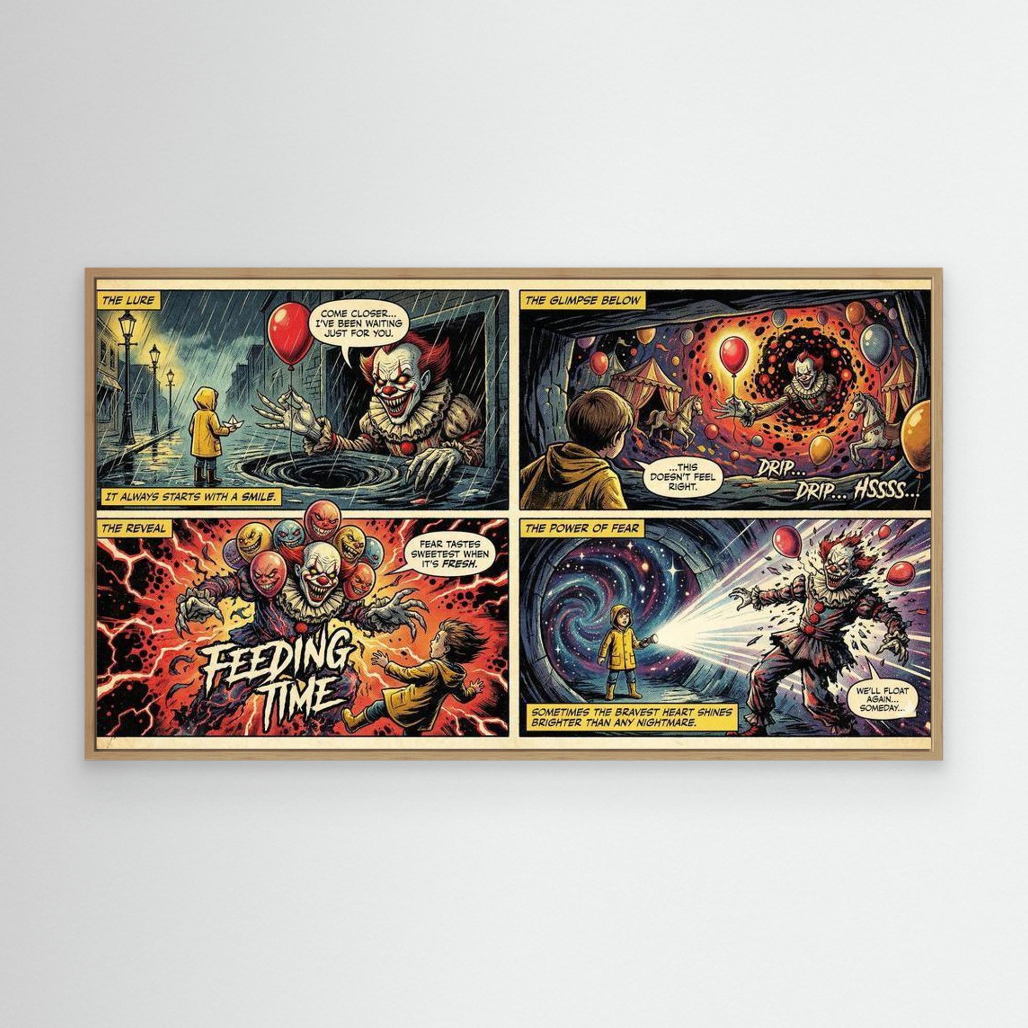 Large Evil Clown Horror Comic Canvas Art