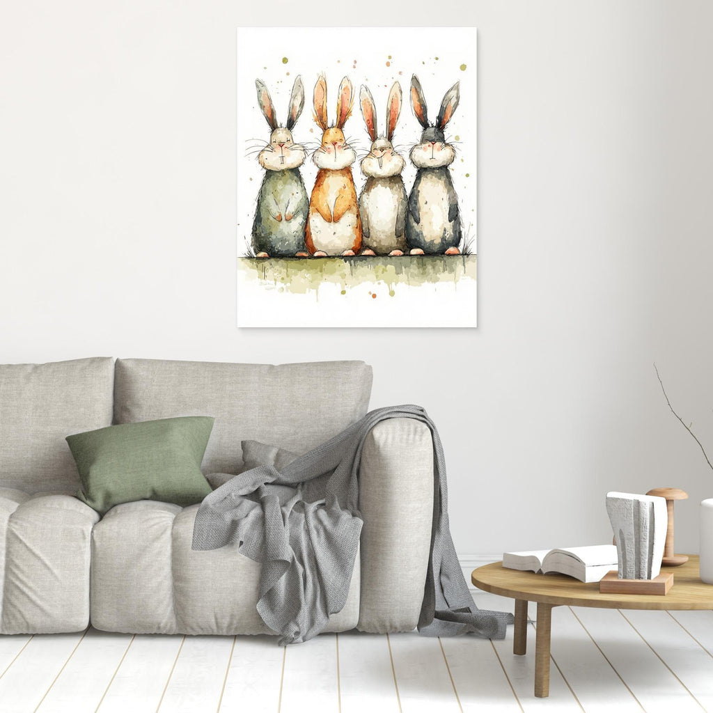Cute Bunny Nursery Wall Art | Watercolour Rabbit Print - Framed Pop Art