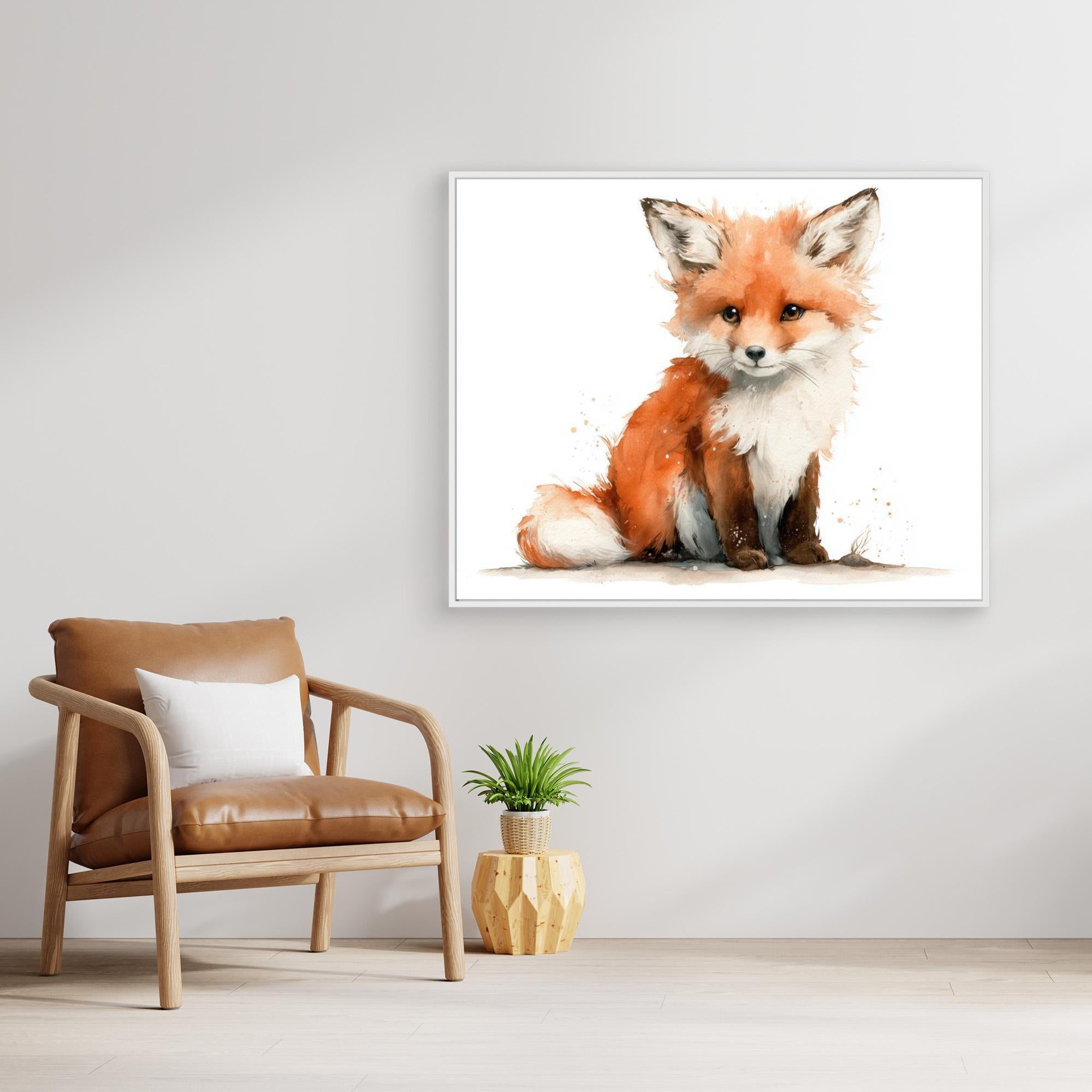 Cute Baby Fox Nursery Wall Art | Woodland Animal Print - Framed Pop Art